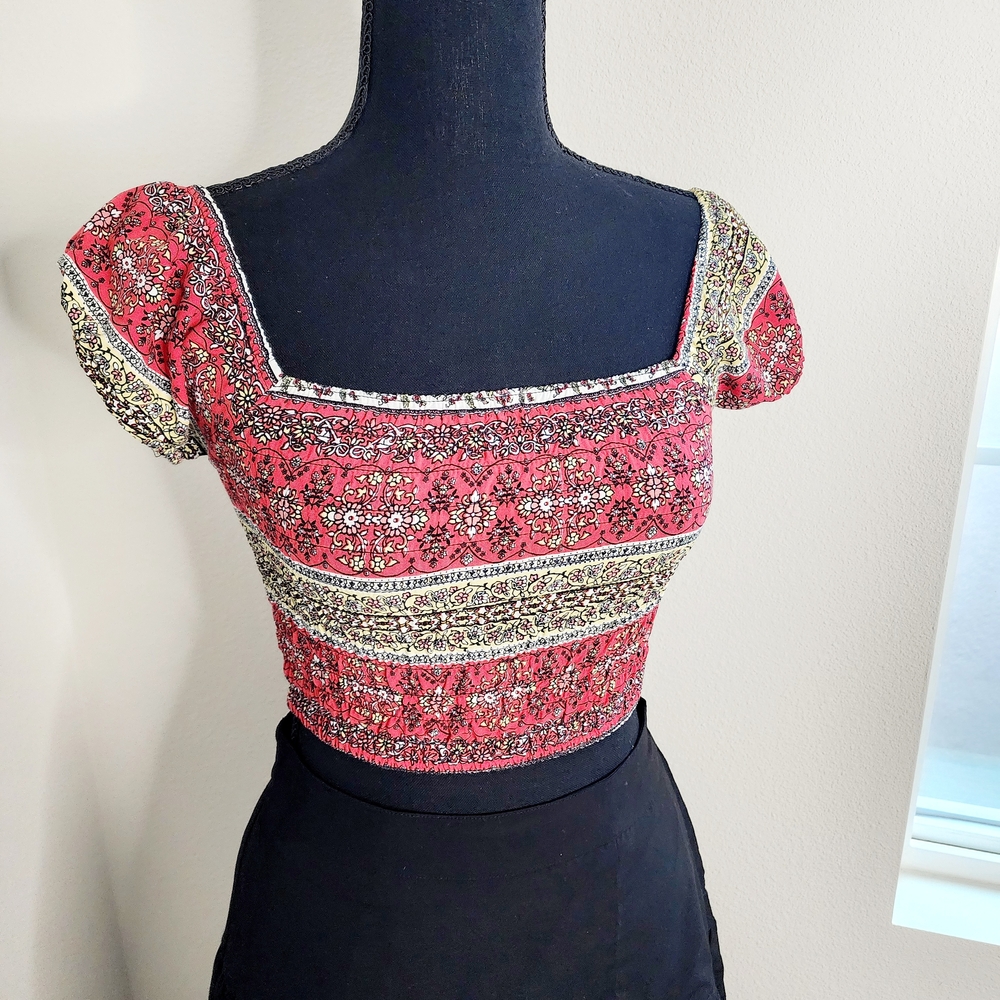 Floral Red Crop Top